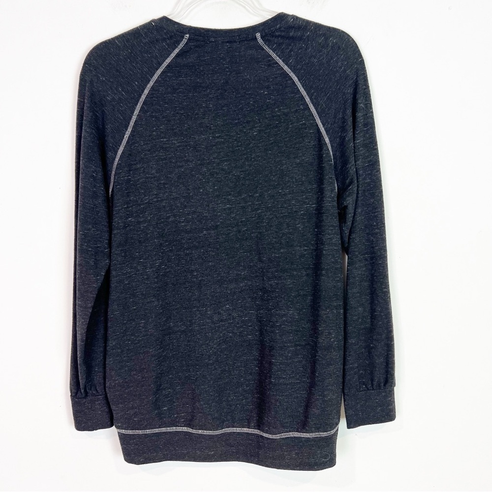 SUNDRY BLACK SPACE DYE LONG RAGLAN SLEEVE EMBROIDERED PLAY SWEATSHIRT SZ 1/SMALL - Picture 5 of 8